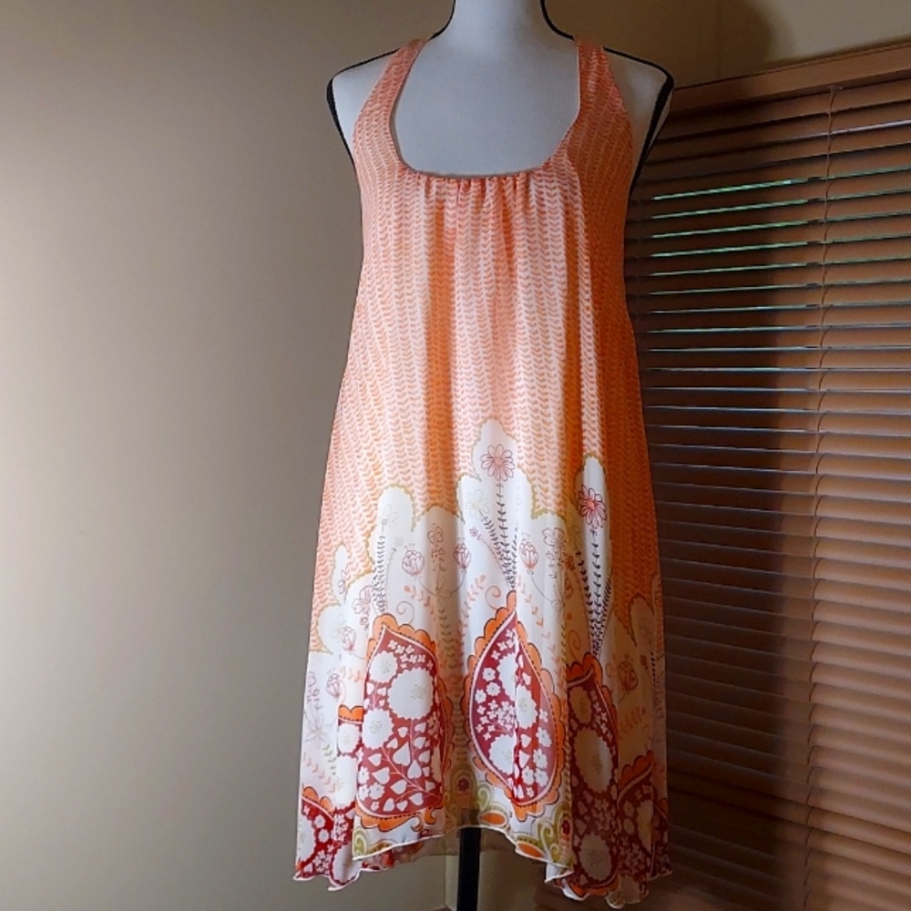 Orange/cream tunic or summer dress by Savanah Rae
